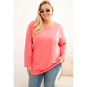 Dámská halenka Kesi Dámská halenka Plus Size 6890 s kulatým výstřihem Barva: Růžová, Velikost: 4XL/5XL