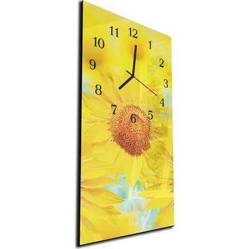 Hodiny Glasdekor Nástěnné hodiny detail květ slunečnice 30x60cm Materiál: plexi