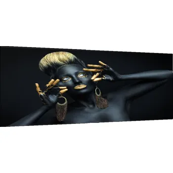 Obraz Glasdekor Obraz skleněný žena v černém se zlatým Rozměry-obdélník V/Š: 30 x 40 cm