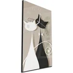 Glasdekor Nástěnné hodiny 30x60cm siluety kočky pozadí cappuccino Materiál: kalené sklo
