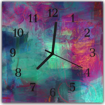 Hodiny Glasdekor Nástěnné hodiny 30x30cm pozadí v akrylových barvách Materiál: plexi