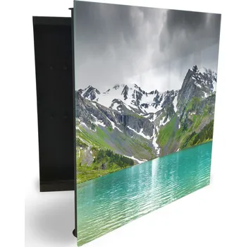 Skříňka na klíč Glasdekor skříňka na klíče - pohled na horské jezero Otevírání: Levé, Barva skříňky: Bílá