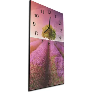 Hodiny Glasdekor Nástěnné hodiny levandule v západu slunce 30x60cm Materiál: plexi