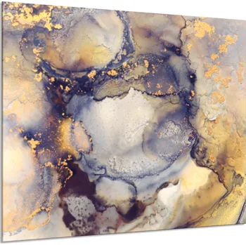 Obklad Glasdekor Sklo do kuchyně malba alkoholovým inkoustem šedo zlatá Rozměr V/Š: 30 x 40 cm