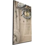 Glasdekor Nástěnné hodiny 30x60cm námořnické lano a kompas Materiál: plexi