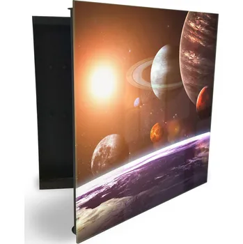 Skříňka na klíč Glasdekor skříňka na klíče - vesmír a planety Otevírání: Levé, Barva skříňky: Bílá