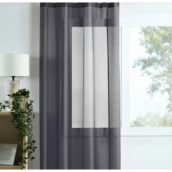 Záclona Dekorační dlouhá záclona s řasící páskou WOOD šedá 140x245 cm (cena za 1 kus) MyBestHome