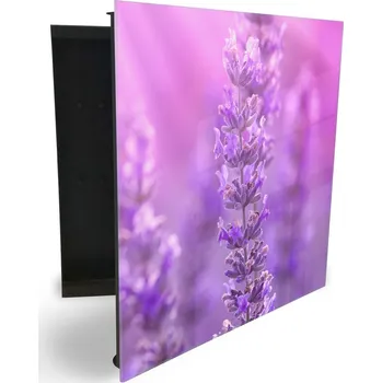 Skříňka na klíč Glasdekor skříňka na klíče - detail květu levandule Otevírání: Pravé, Barva skříňky: Černá