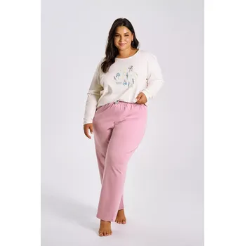 Pánské pyžamo 3470 DÁMSKÉ DLOUHÉ PYŽAMO MONICA 2XL-4XL ecri 4XL