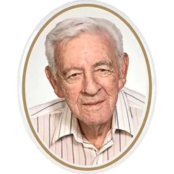 Smuteční dekorace Keramické foto na hrob, ovál hladký, 7 x 10 cm, barevný, zlatá linka