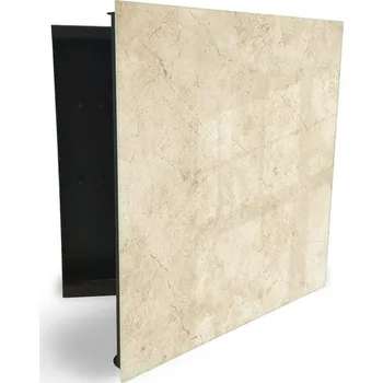 Skříňka na klíč Glasdekor skříňka na klíče - béžový mramor textura Otevírání: Pravé, Barva skříňky: Černá