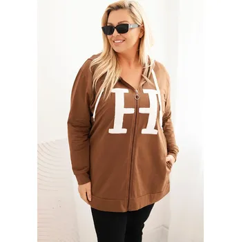 Dámská mikina Kesi Dámská mikina Plus Size 6930 s kapucí Barva: Hnědá, Velikost: 3XL