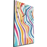 Glasdekor Nástěnné hodiny 30x60cm veselé barevné pruhy Materiál: kalené sklo
