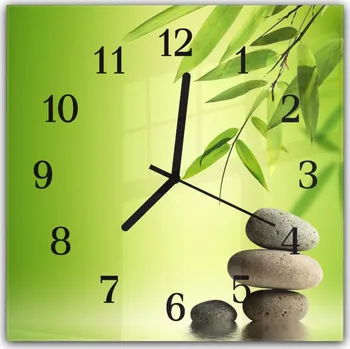 Hodiny Glasdekor Nástěnné hodiny 30x30cm bambus a zen kamen Materiál: plexi