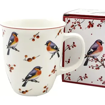 Ptactvo Porcelánový vánoční hrnek Červenka a Cesmína 600 ml