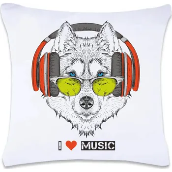 Dekorativní polštářek DOBRÝ TRIKO Polštář s potiskem 40 x 40 cm I love music Oboustranný tisk: NE