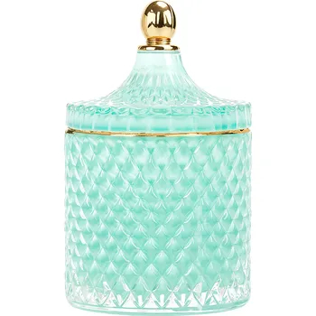 Svíčka Côte Noire Grand Art Deco svíčka Tiffany Blue & Gold s vůní Persian Lime