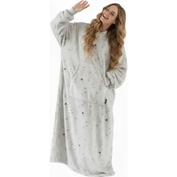 Dámská mikina XPOSE® Mikinová deka (prodloužená) DIVOKÉ MÁKY - světle šedá, Mikroplyš + Prodloužená možnost vrácení zboží do 50 dnů