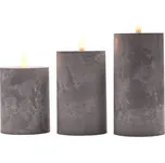 Solight sada LED svíček s časovačem, 3x svíčka, 10/13/15cm, šedá, 2xAA
