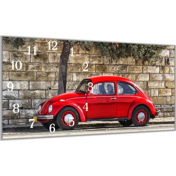 Hodiny Glasdekor Nástěnné hodiny 30x60cm auto červený brouk Materiál: plexi