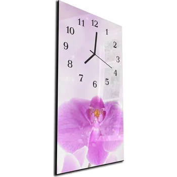 Hodiny Glasdekor Nástěnné hodiny květ orchidej lila 30x60cm Materiál: plexi