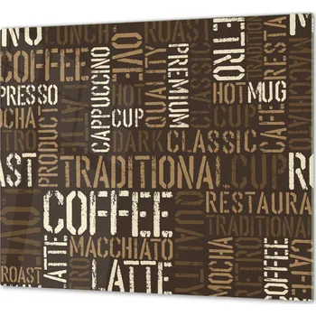 Kuchyňské prkénko Glasdekor Ochranná deska hnědá ilustrace Coffee Rozměr V/Š: 52x60 cm, Lepení na zeď: S lepením na zeď