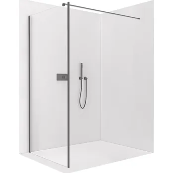 CERANO - Boční stěna Antelo L - L/P - 6 mm - černá matná, transparentní sklo - 30x190 cm - jednodílná pevná