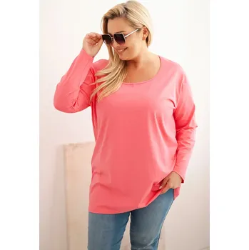 Dámská halenka Kesi Dámská halenka Plus Size 6874 s lodičkovým výstřihem Barva: Růžová, Velikost: 4XL/5XL