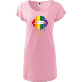 DOBRÝ TRIKO Dámské tričko/šaty Pride ústa Velikost: L, Barva: Růžová