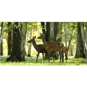 Hodiny Glasdekor Nástěnné hodiny stádo srn 30x60cm Materiál: plexi
