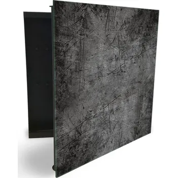 Skříňka na klíč Glasdekor skříňka na klíče - textura tmavě šedý melír Otevírání: Levé, Barva skříňky: Bílá