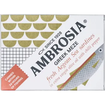 konzervovaná ryba Ambrosia Sardinky v extra panenském olivovém oleji, pikantní 95g 95g