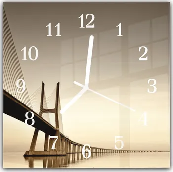 Hodiny Glasdekor Nástěnné hodiny 30x30cm dlouhý most přes moře Materiál: plexi