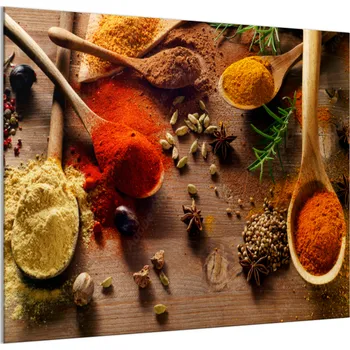 Glasdekor Sklo do kuchyně koření na vařečkách Rozměr V/Š: 34 x 34 cm