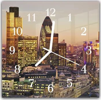 Hodiny Glasdekor Nástěnné hodiny 30x30cm Londýn město v západu slunce Materiál: plexi