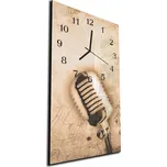 Glasdekor Nástěnné hodiny 30x60cm hudba retro mikrofon Materiál: kalené sklo