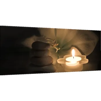 Obraz Glasdekor Obraz skleněný svíce kámen květ Rozměry-obdélník V/Š: 34 x 72 cm