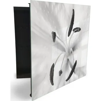 Skříňka na klíč Glasdekor skříňka na klíče - detail květu lilie Otevírání: Pravé, Barva skříňky: Černá