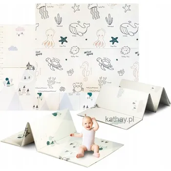 Hrací deka Oboustranná skládací pěnová podložka pro děti XXL 180x200 cm Vodní svět