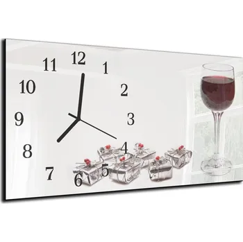 Hodiny Glasdekor Nástěnné hodiny 30x60cm víno a malý dárek Materiál: plexi