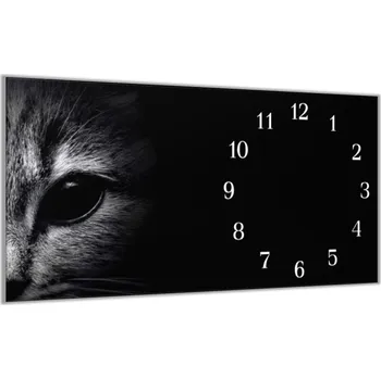 Hodiny Glasdekor Nástěnné hodiny 30x60cm detail hlavy kočky Materiál: plexi