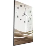 Glasdekor Nástěnné hodiny 30x60cm hnědá malovaná vlna Materiál: kalené sklo