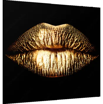 Obklad Glasdekor Sklo do kuchyně zlaté rty na černém pozadí Rozměr V/Š: 30 x 40 cm