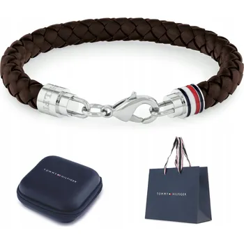 Náramek PÁNSKÝ NÁRAMEK Z KŮŽE TOMMY HILFIGER TMAVĚ HNĚDÝ
