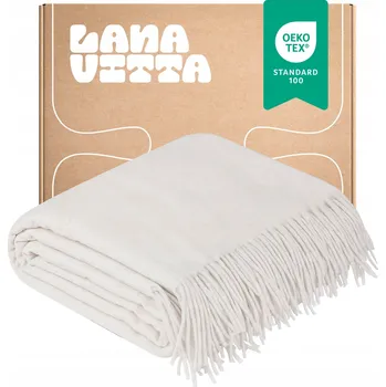 deka Vlněná deka "Grand" teplá, 100% vlna, pléd bílý 140x200 cm
