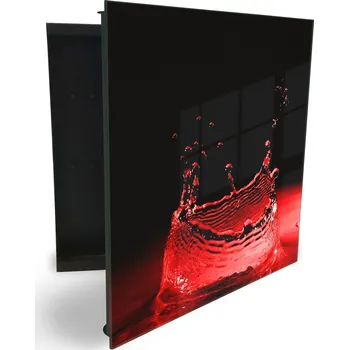 Skříňka na klíč Glasdekor skříňka na klíče - červená voda na černém podkladu Otevírání: Pravé, Barva skříňky: Bílá