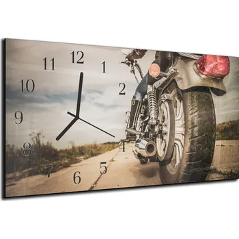 Hodiny Glasdekor Nástěnné hodiny 30x60cm design cestovní motorka Materiál: plexi