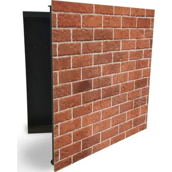 Skříňka na klíč Glasdekor skříňka na klíče - dekorační cihlová zeď Otevírání: Levé, Barva skříňky: Černá