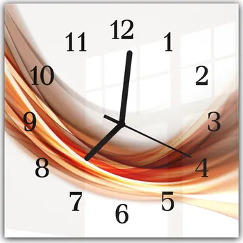 Hodiny Glasdekor Nástěnné hodiny 30x30cm vlna tmavě oranžová Materiál: plexi
