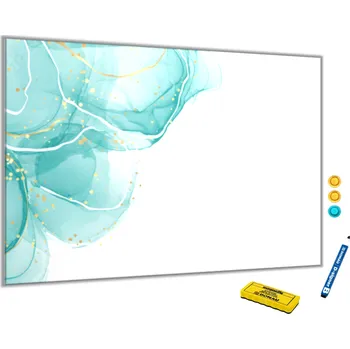Kancelářský nábytek Glasdekor Metalová magnetická tabule modro tyrkysový akvarel Rozměr V/Š: 40 x 60 cm